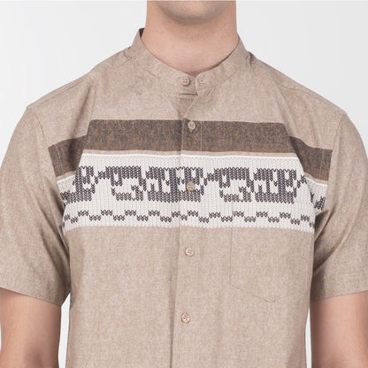 Benhill Kemeja Koko Pria Cotton Printing Lengan Pendek Coklat 28-16510