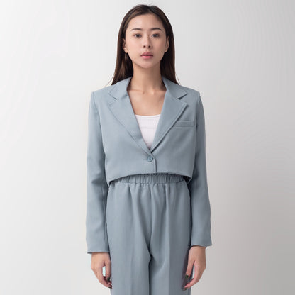 Benhill "Jia " Blazer Kerja / Outer Wanita Premium  Body Pendek Lengan Panjang Blue 803-39G99