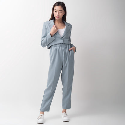 Benhill "Jia " Blazer Kerja / Outer Wanita Premium  Body Pendek Lengan Panjang Blue 803-39G99