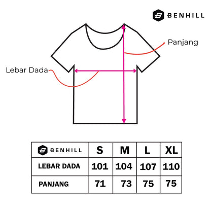 Benhill T-shirt Grafis Katun 30s Combed Lengan Pendek Hitam 321-358-35268