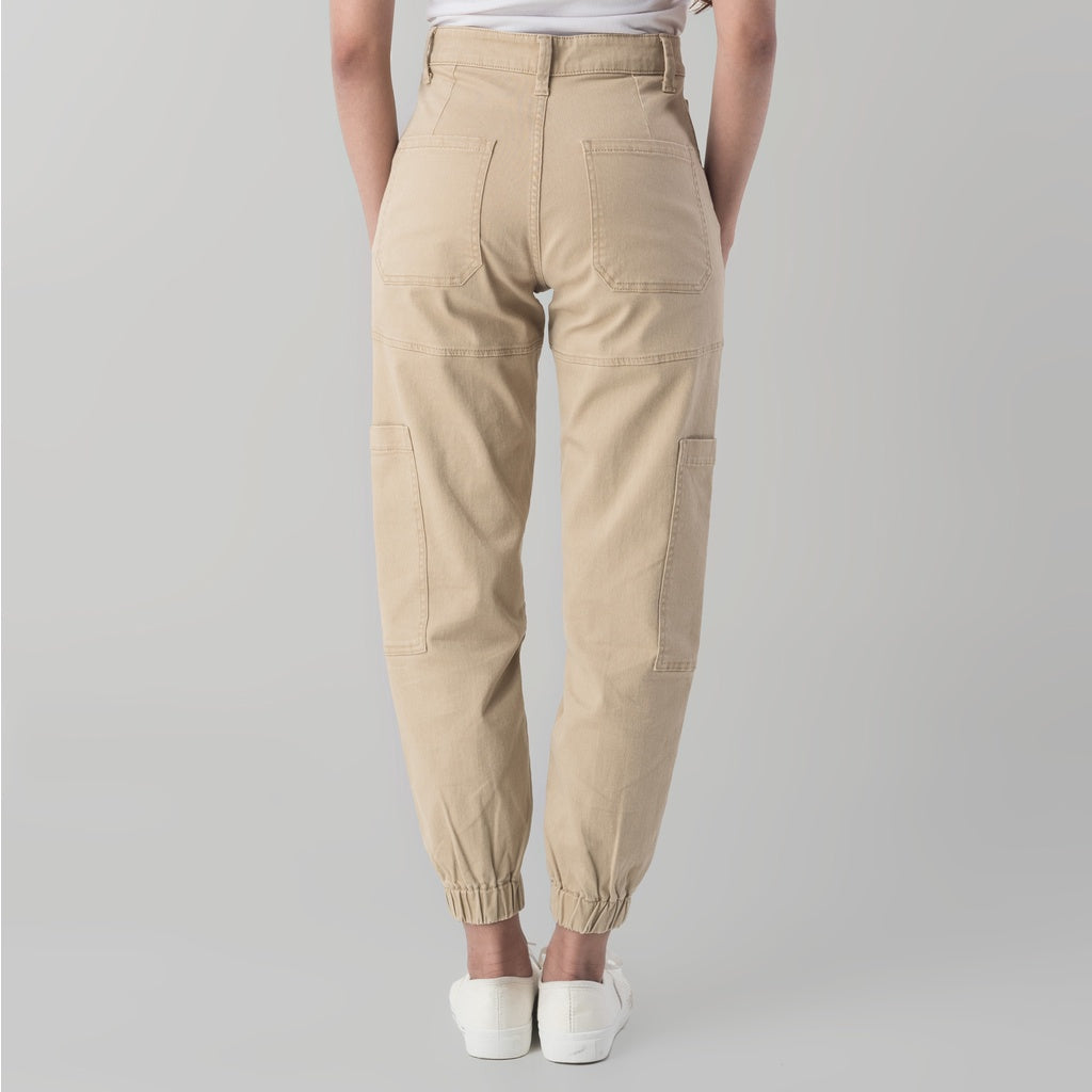Benhill Celana " Sora" Wanita Cargo Jogger Pants  Cotton High Waist Khaki 850-39E12