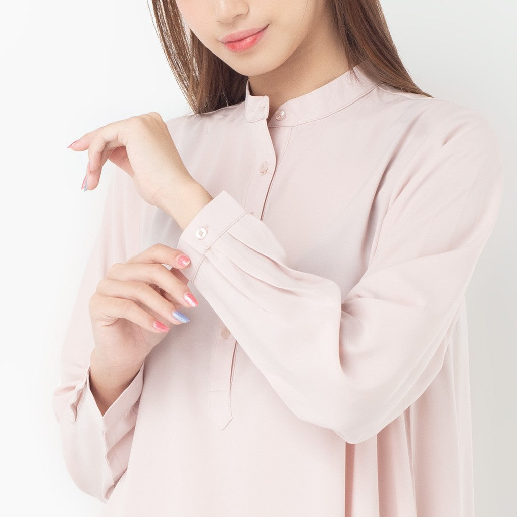 Benhill Kemeja "Hee soo" Tunik Dress  Wanita Krah Shanghai Lengan Panjang Dusty Pink 274-39487