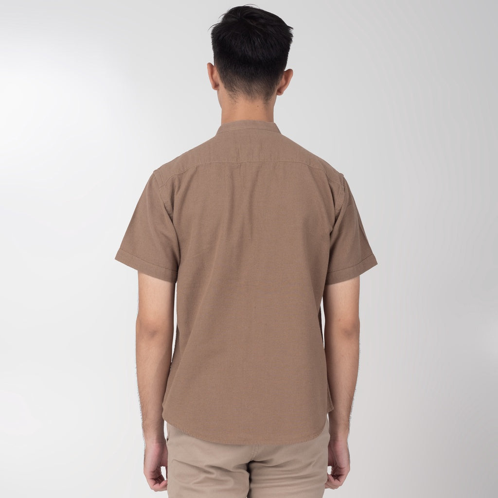Benhill Kemeja Koko Pria Linen Polos Lengan Pendek Coffe Brown 28064-16510