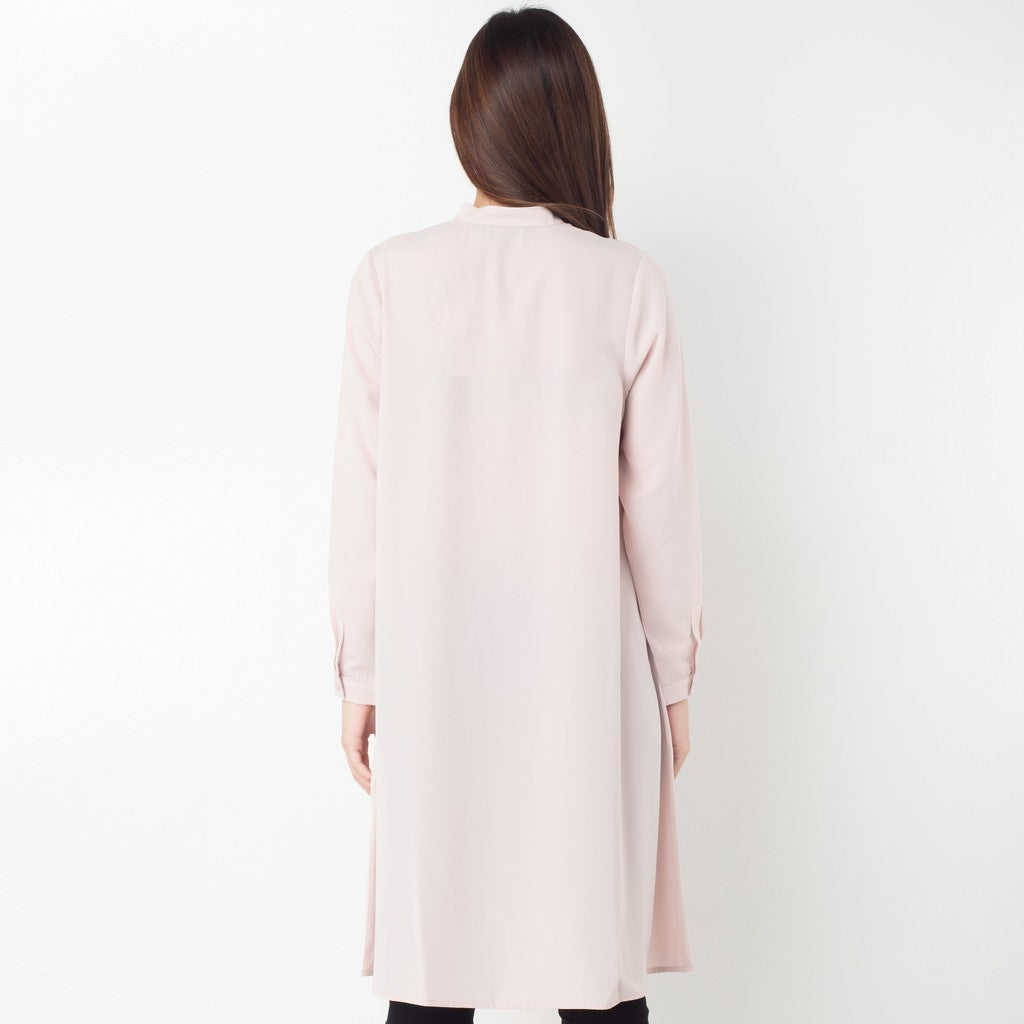 Benhill Kemeja "Hee soo" Tunik Dress  Wanita Krah Shanghai Lengan Panjang Dusty Pink 274-39487