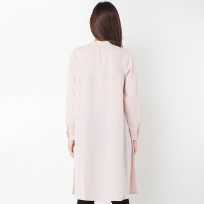 Benhill Kemeja "Hee soo" Tunik Dress  Wanita Krah Shanghai Lengan Panjang Dusty Pink 274-39487