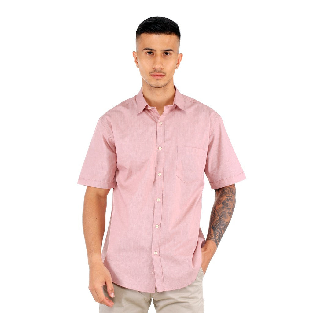 Benhill Kemeja Pria Basic Lengan Pendek Polos  Katun Filafil  Merah 27329-30-13434