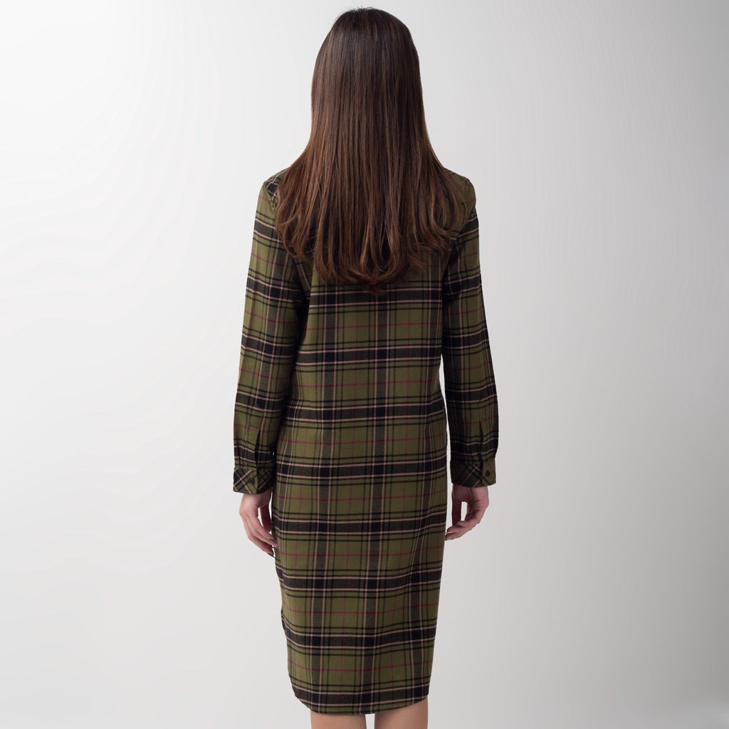 Benhill Kemeja Tunik Flannel Wanita Kotak  Hijau 0724-11735