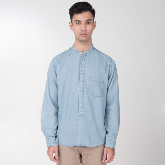 Benhill Kemeja Koko Pria Denim Lengan Panjang Light Blue 26-19309