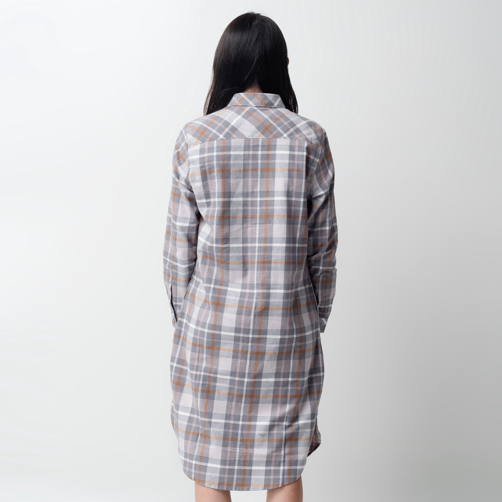 Benhill Kemeja Tunik Flannel Wanita Kotak Abu 1159-11635