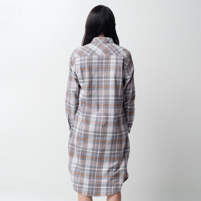 Benhill Kemeja Tunik Flannel Wanita Kotak Abu 1159-11635