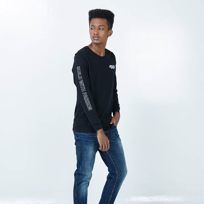 Benhill T-shirt Grafis Katun 30s Combed Lengan Panjang Hitam 354-35272