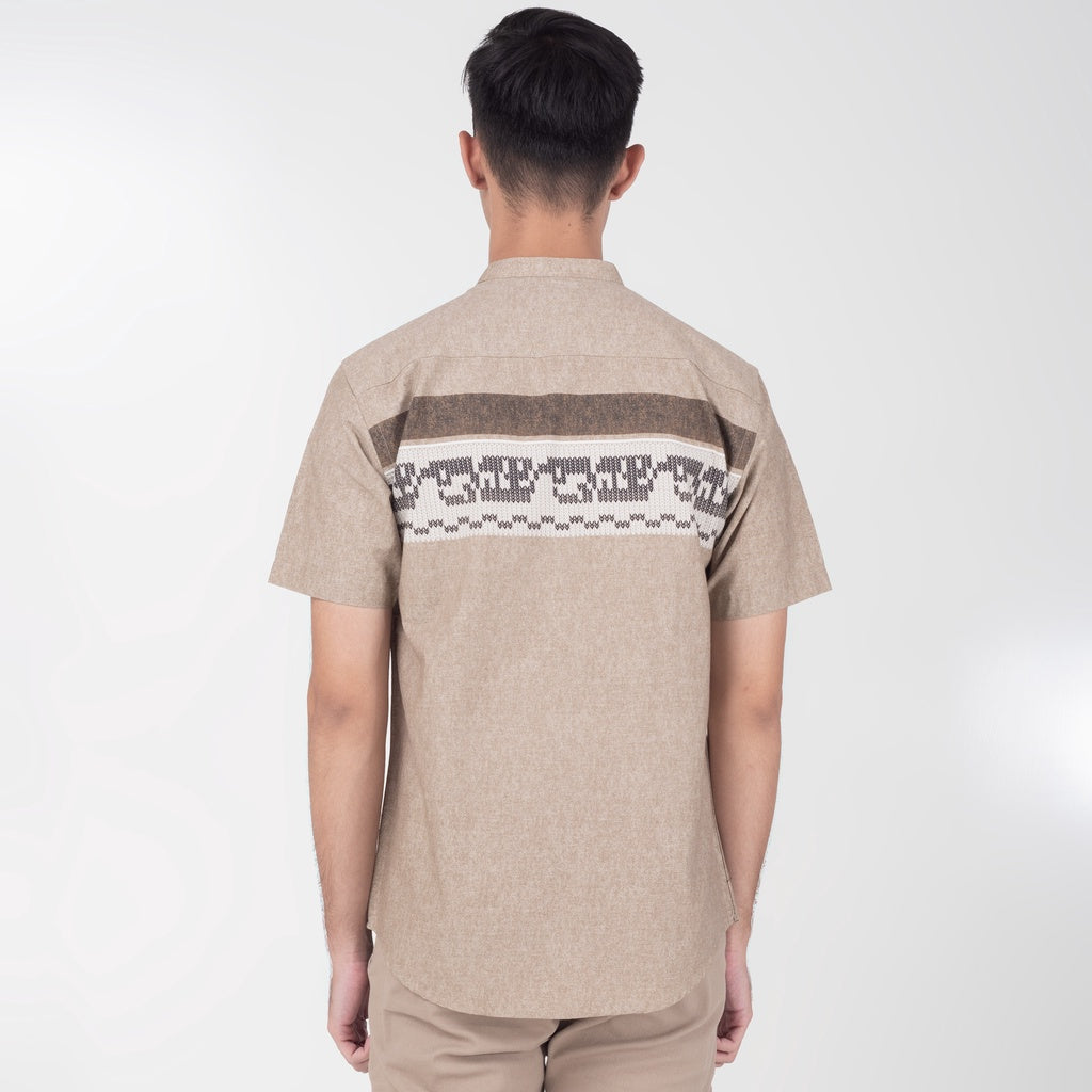 Benhill Kemeja Koko Pria Cotton Printing Lengan Pendek Coklat 28-16510