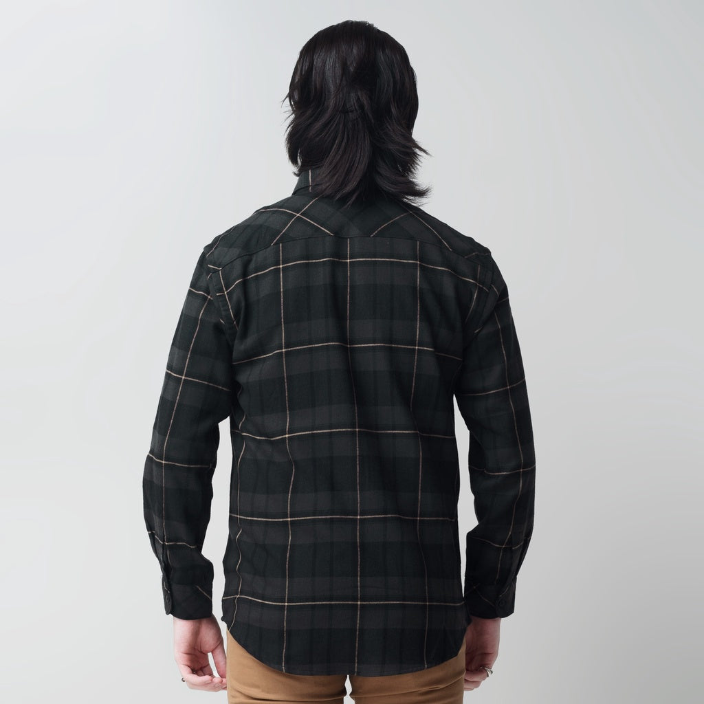 Benhill Kemeja Pria Flannel Lengan Panjang Kotak Hijau 29422-11633