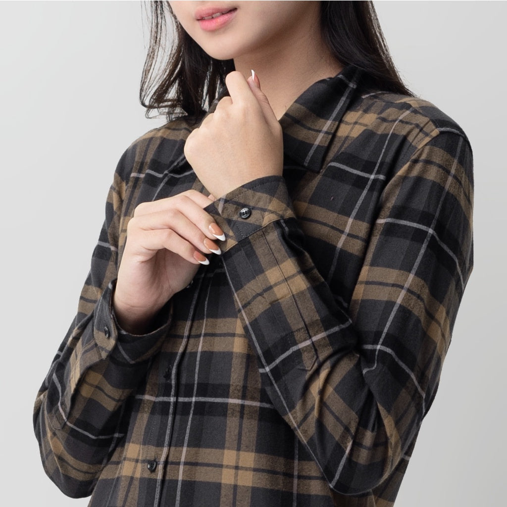 Benhill Kemeja Tunik Flannel Wanita Kotak Abu 0746-11635