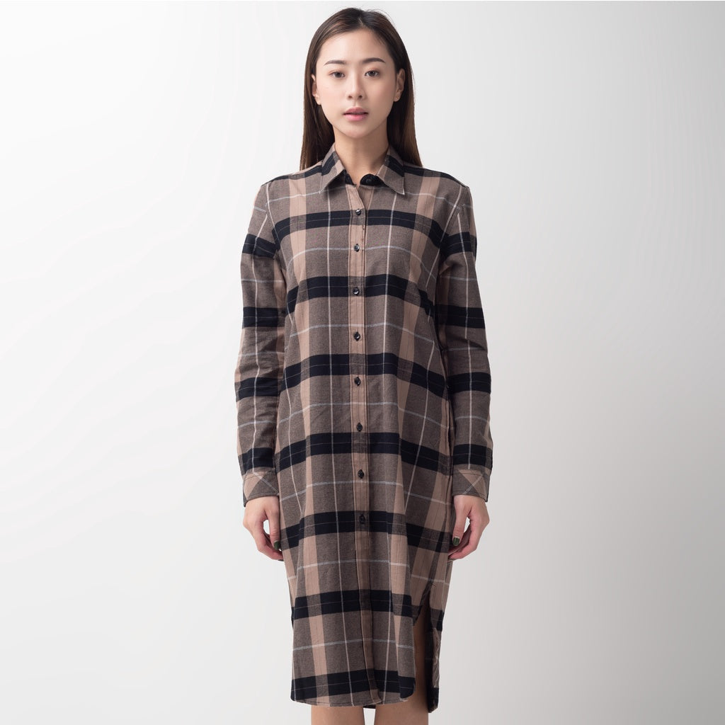 Benhill Kemeja Tunik Flannel Wanita Kotak Cream 0722-11535