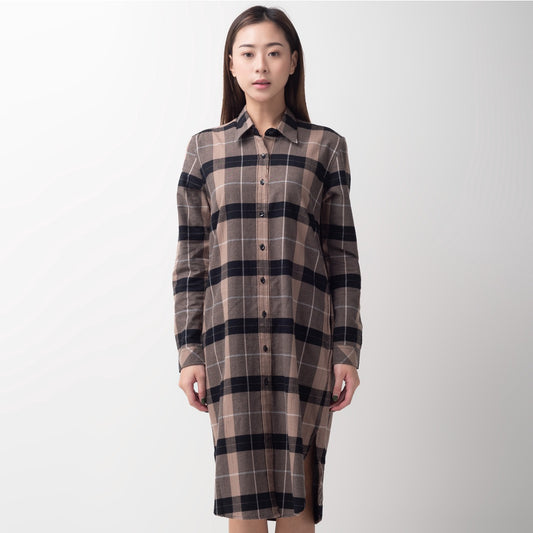 Benhill Kemeja Tunik Flannel Wanita Kotak Cream 0722-11535