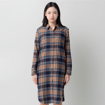 Benhill Kemeja Tunik Flannel Wanita Kotak  Biru 0745-11335