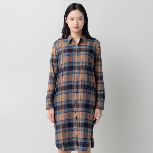 Benhill Kemeja Tunik Flannel Wanita Kotak  Biru 0745-11335