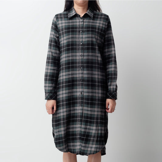 Benhill Kemeja Tunik Flannel Wanita Kotak Hijau 1160-21735
