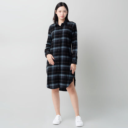 Benhill Kemeja Tunik Flannel Wanita Kotak Abu 1151-11635