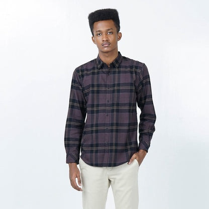 Benhill Kemeja Pria Flannel Lengan Panjang  Kotak Hitam 25258-11233