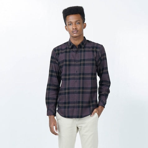Benhill Kemeja Pria Flannel Lengan Panjang  Kotak Hitam 25258-11233
