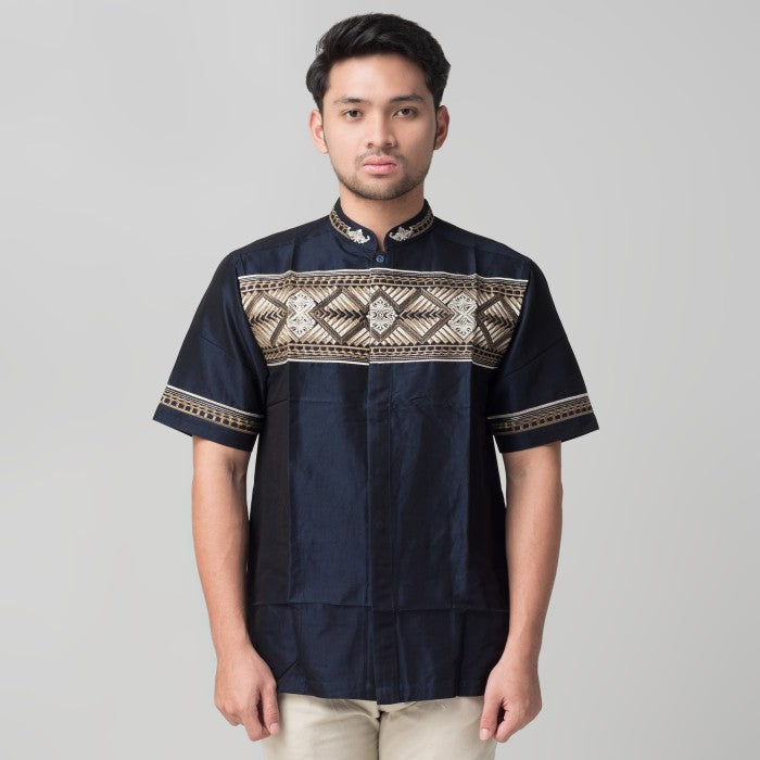 Benhill Taqwa Koko Bordir Pria Lengan Pendek Navy 2078-12308
