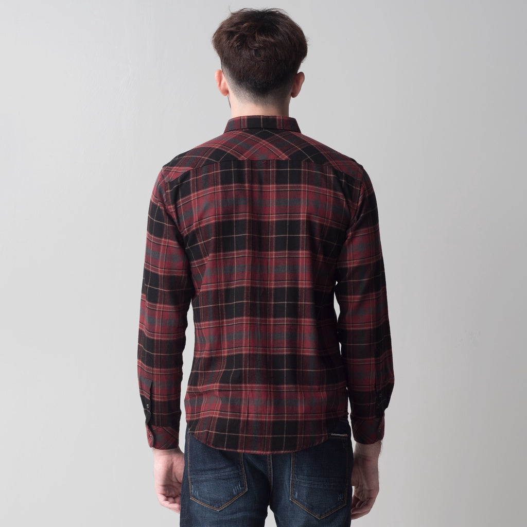 Benhill Kemeja Pria Flannel Lengan Panjang  Kotak Maroon 28079-11433