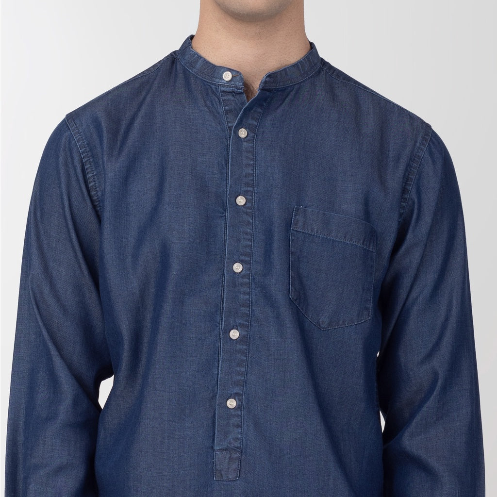 Benhill Kemeja Koko Pria Denim Lengan Panjang  Navy Blue  25-19309