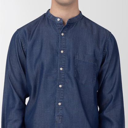 Benhill Kemeja Koko Pria Denim Lengan Panjang  Navy Blue  25-19309