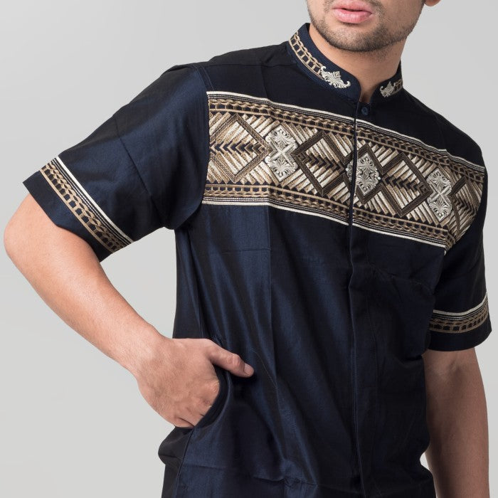 Benhill Taqwa Koko Bordir Pria Lengan Pendek Navy 2078-12308