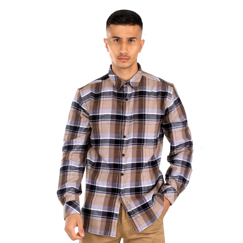 Benhill Kemeja Pria Flannel Kotak Cream 27621-11533