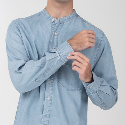 Benhill Kemeja Koko Pria Denim Lengan Panjang Light Blue 26-19309