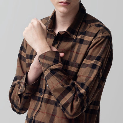 Benhill Kemeja Pria Flannel Lengan Panjang Kotak Coklat 28907-11533