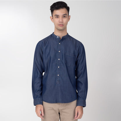 Benhill Kemeja Koko Pria Denim Lengan Panjang  Navy Blue  25-19309