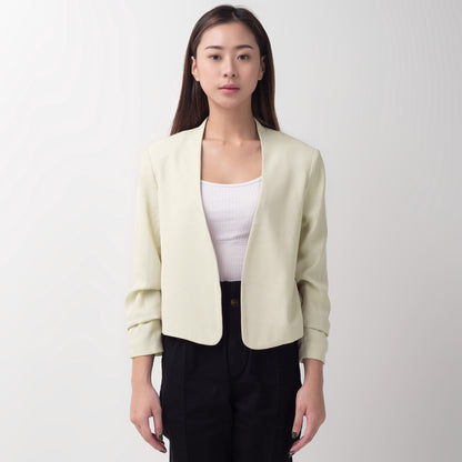 Benhill "Nayeon" Blazer Kerja / Outer Wanita Premium  Lengan Serut Sage Green 791-39799