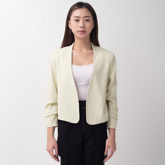 Benhill "Nayeon" Blazer Kerja / Outer Wanita Premium  Lengan Serut Sage Green 791-39799