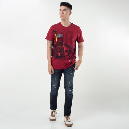 Benhill T-shirt Grafis Katun 30s Combed Lengan Pendek Maroon 420-473-15468