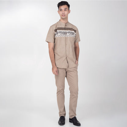 Benhill Kemeja Koko Pria Cotton Printing Lengan Pendek Coklat 28-16510