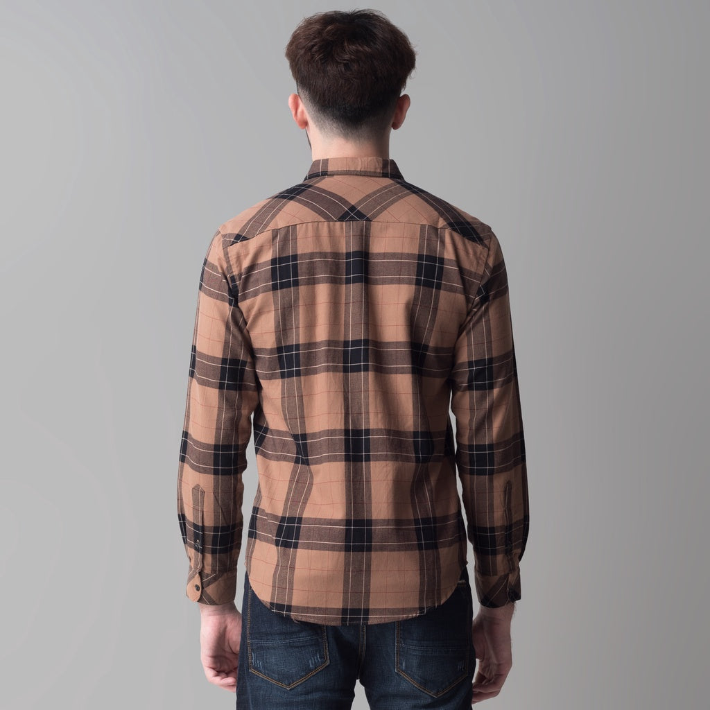 Benhill Kemeja Pria Flannel Lengan Panjang  Kotak Coklat 51-11533