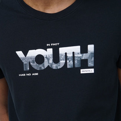 Benhill Kaos Grafis Katun 30s Combed Lengan Pendek Warna Hitam 348-35268