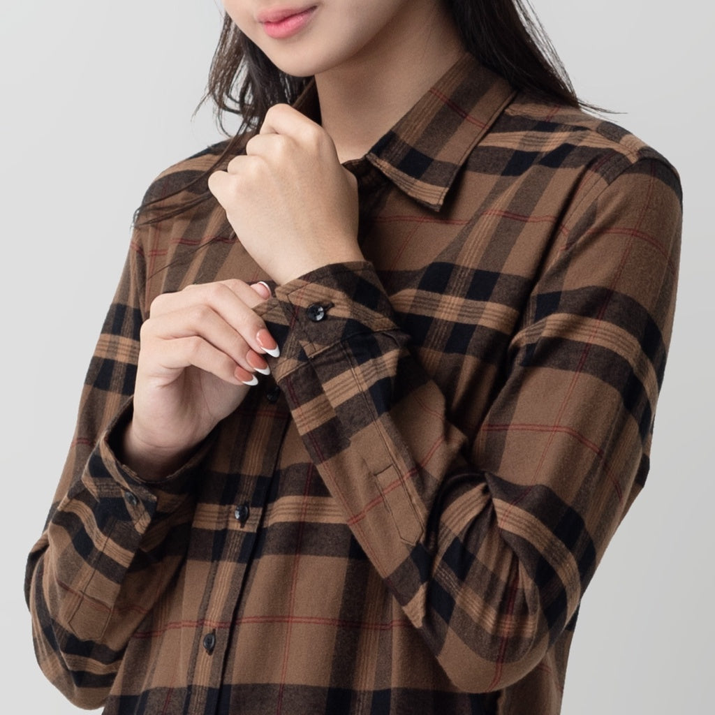 Benhill Kemeja Tunik Flannel Wanita Kotak Coklat 0747-11535