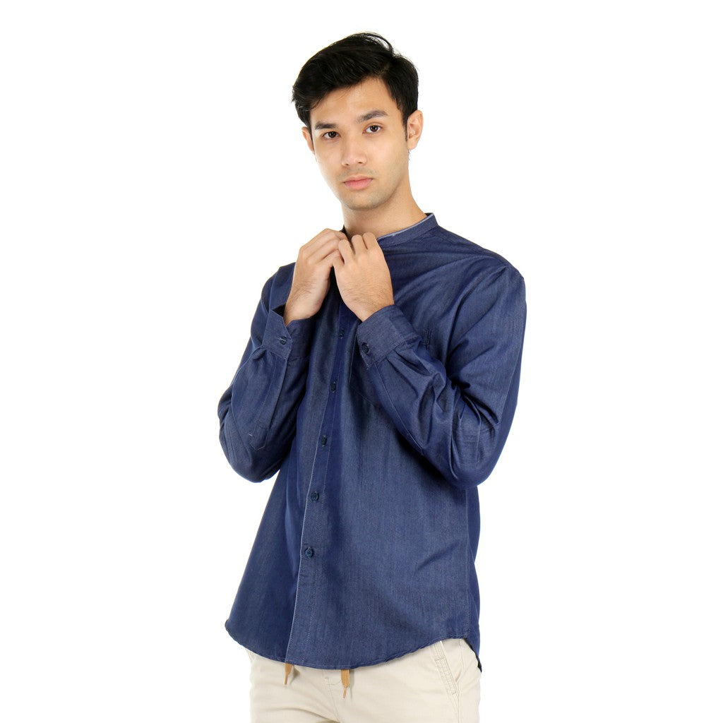 Benhill Kemeja Koko Pria Denim Lengan Panjang Navy Blue 24757-24758-79309
