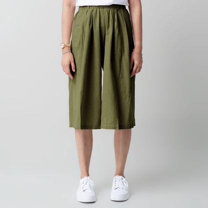 Benhill Celana Wanita Cullotes  Linen  Polos Pinggang Karet  Olive 894-16H95