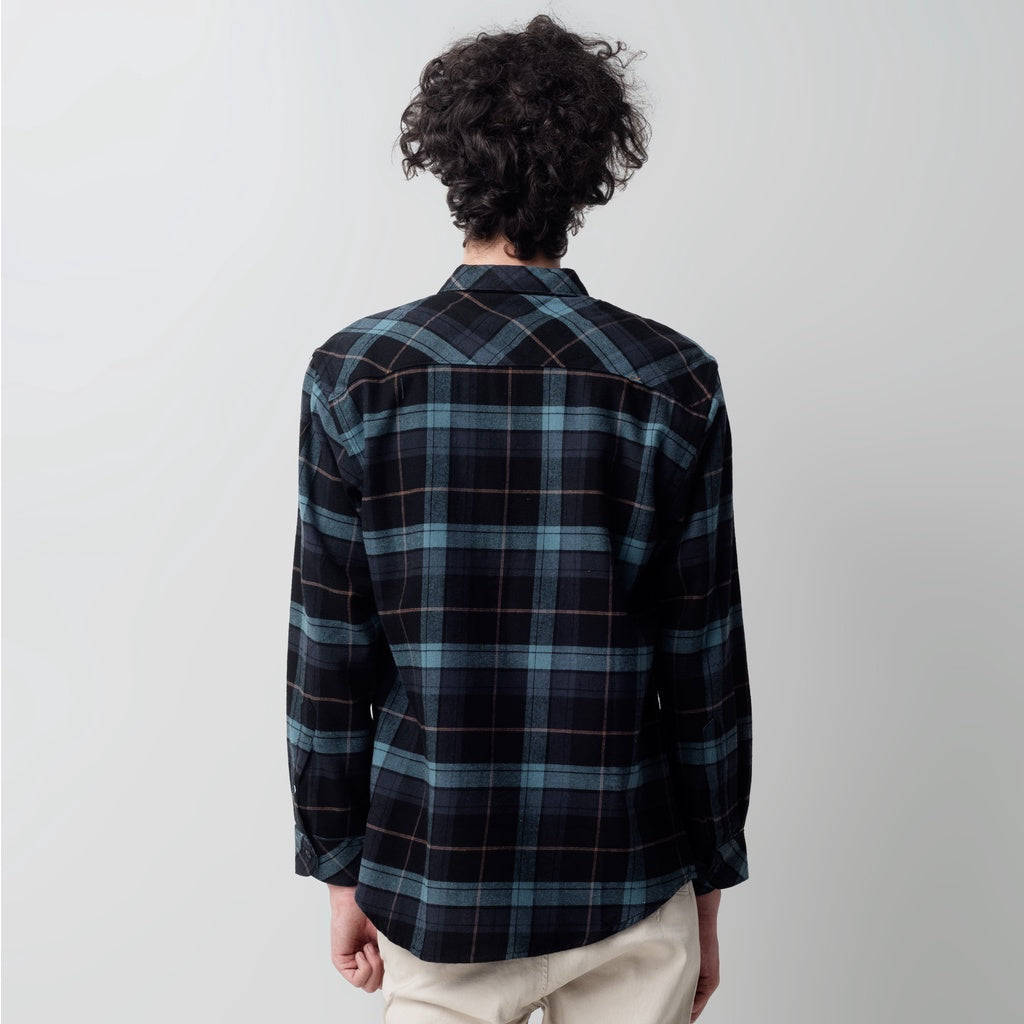 Benhill Kemeja Pria  Flanel Panjang  Kotak Abu 28909-11633