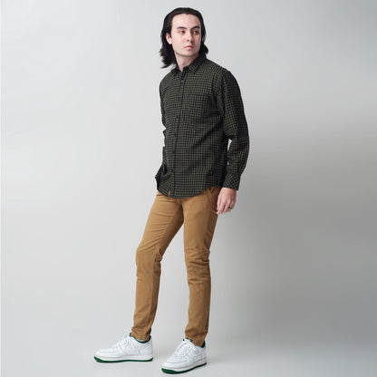 Benhill Kemeja Pria Flannel Lengan Panjang Kotak Olive 25274-11H33