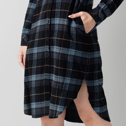 Benhill Kemeja Tunik Flannel Wanita Kotak Abu 1151-11635