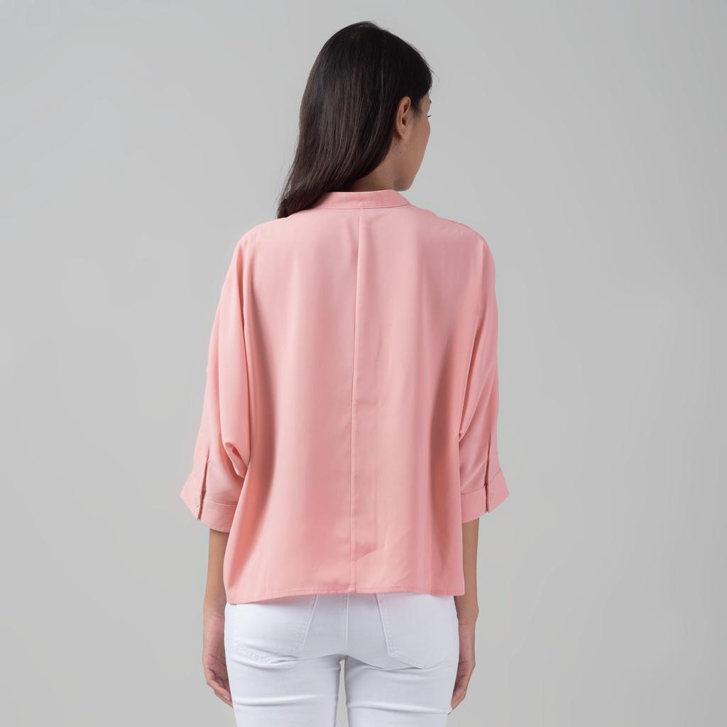 Benhill Kemeja Wanita " Sena" Tops Krah Shanghai Lengan 3/4 Pink A103-29J0M