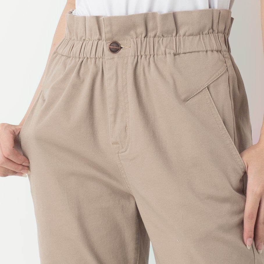 Benhill Celana  "Rae"  Stretch Wanita High Waist Jogger Pants Khaki 285-32991