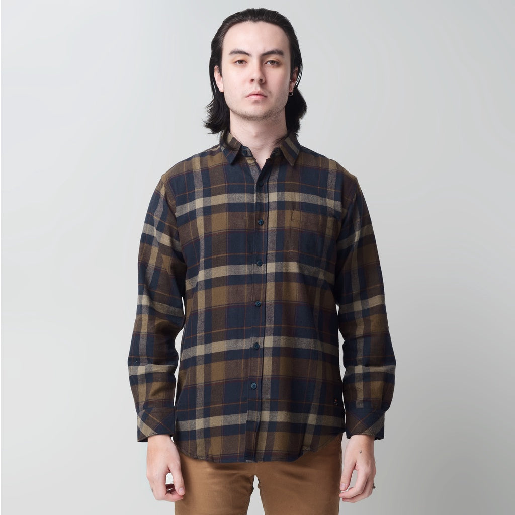 Benhill Kemeja Pria Flannel Lengan Panjang Kotak Biru 29406-11533